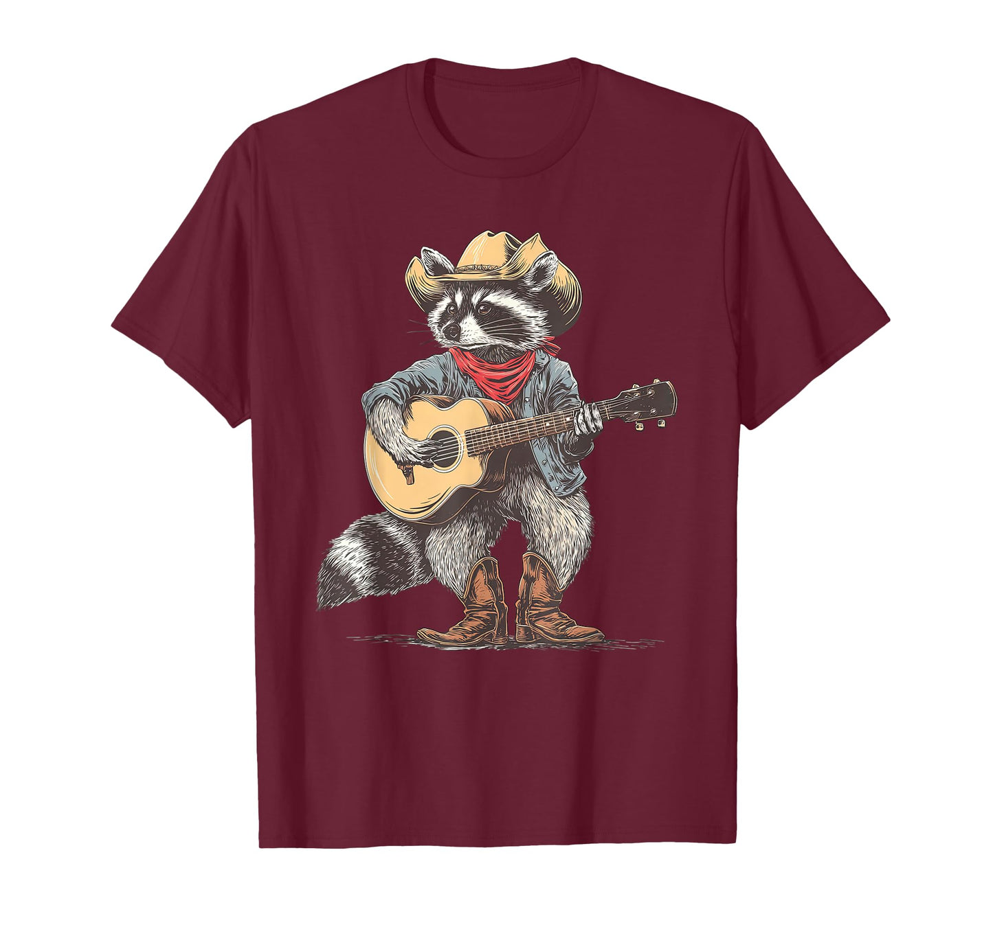 Cowboy Raccoon Playing Guitar Funny Western Country Music T-Shirt