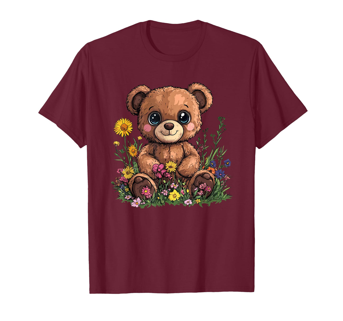 Cute Teddy Bear With Flowers T-Shirt