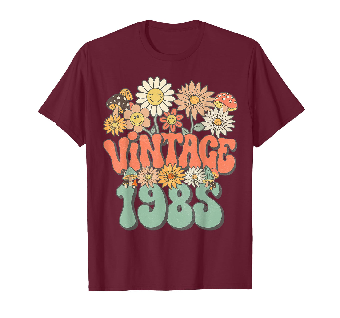 Retro Groovy Vintage 1985 Floral Hippie Daisy 40th Birthday T-Shirt