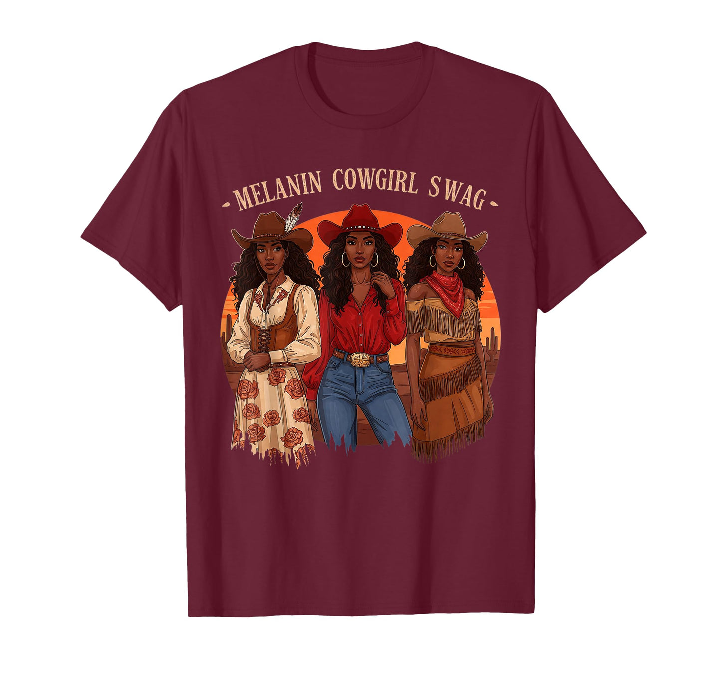 Let's Go Girls Retro Western Country Melanin Cowgirl Swag T-Shirt