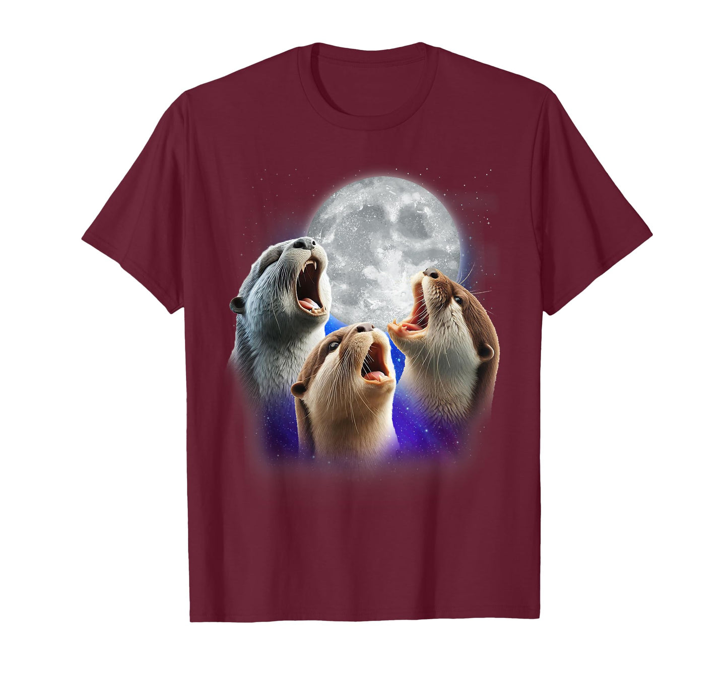 3 Otters Howling At The Moon Funny Sea Otter Animal Lover T-Shirt
