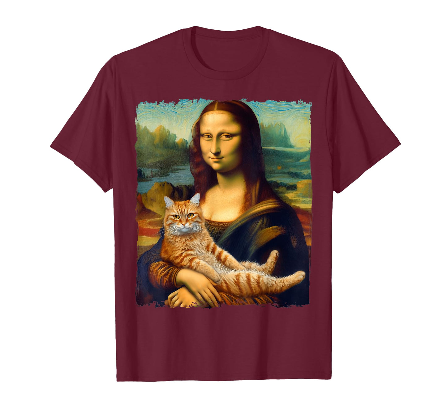 Mona Lisa Holding Cat Portrait Art Painting Kitty Cat Mom Men Women Kids T-Shirt