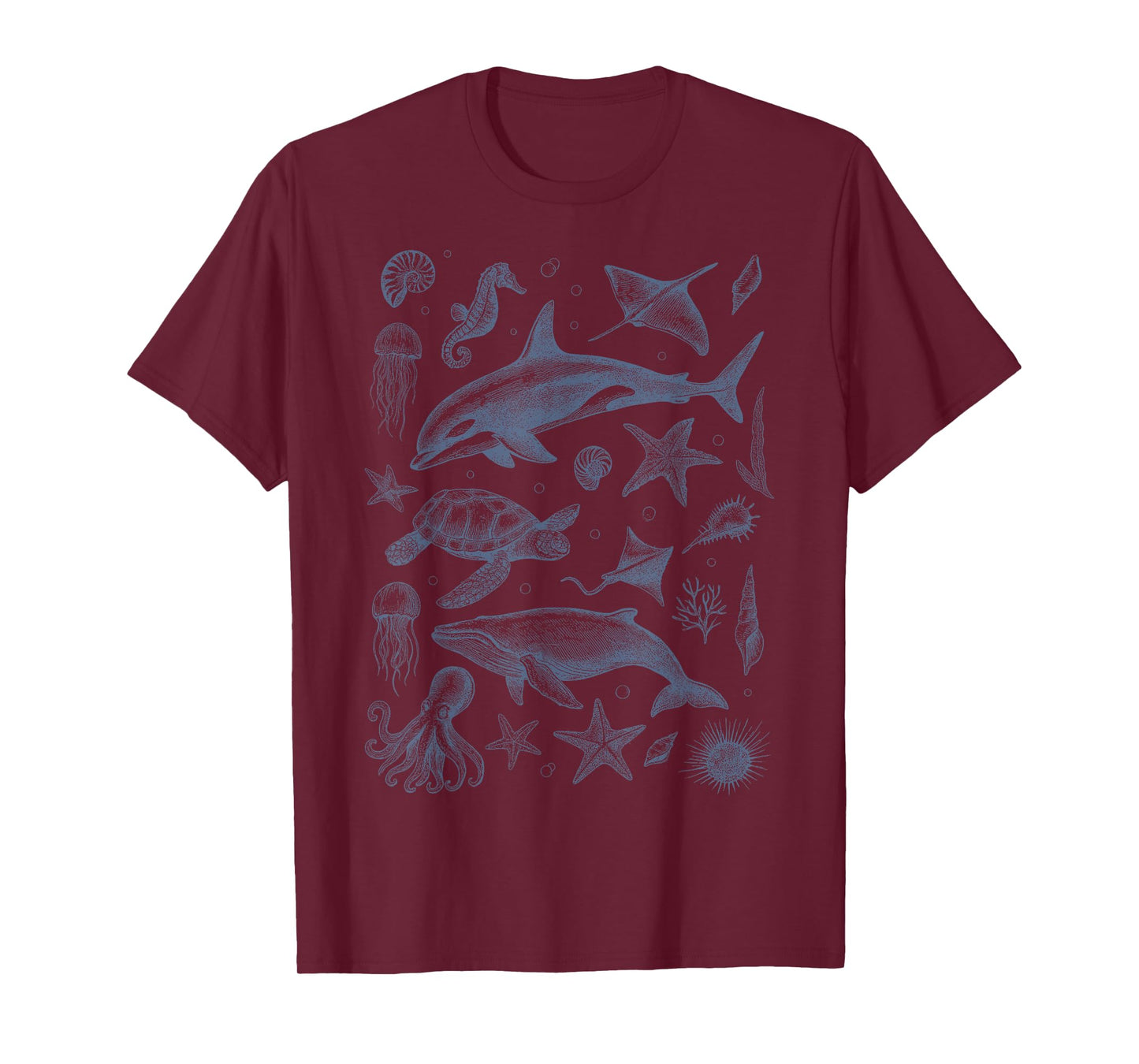 Ocean Life Sea Whale Dolphin Beach Vintage Graphic Men Women T-Shirt