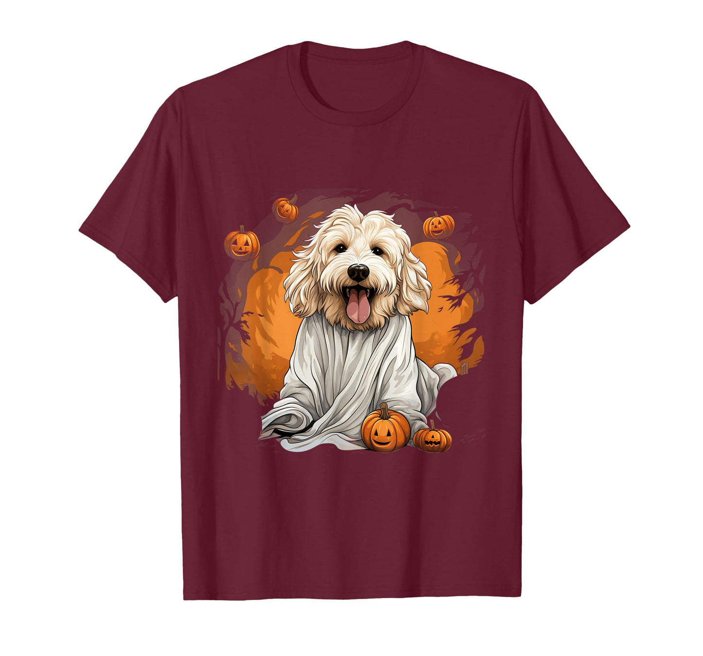Goldendoodle Dog Ghost Funny Halloween Pumpkin For Dog T-Shirt