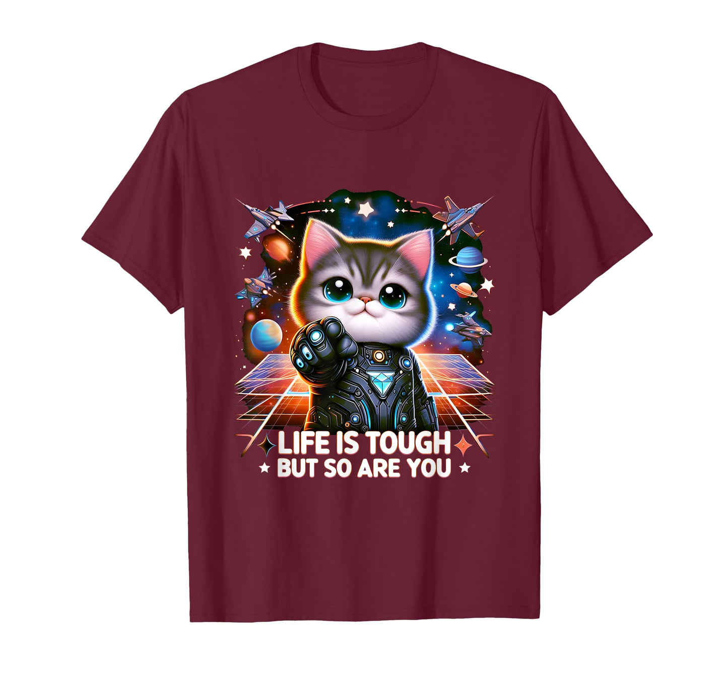 Life is Tough But So are You - Motivational Funny Cute Cat T-Shirt