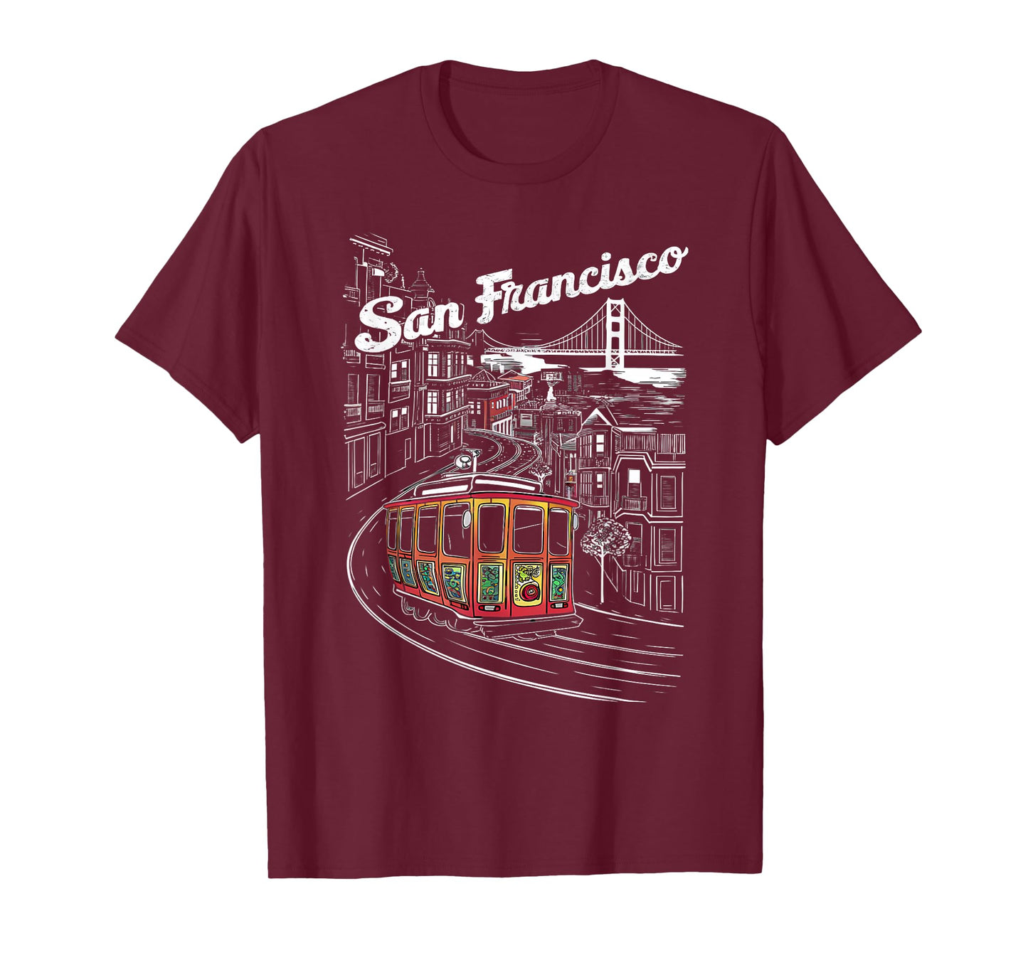 Historic San Francisco Cable Car Vintage SF Illustration T-Shirt