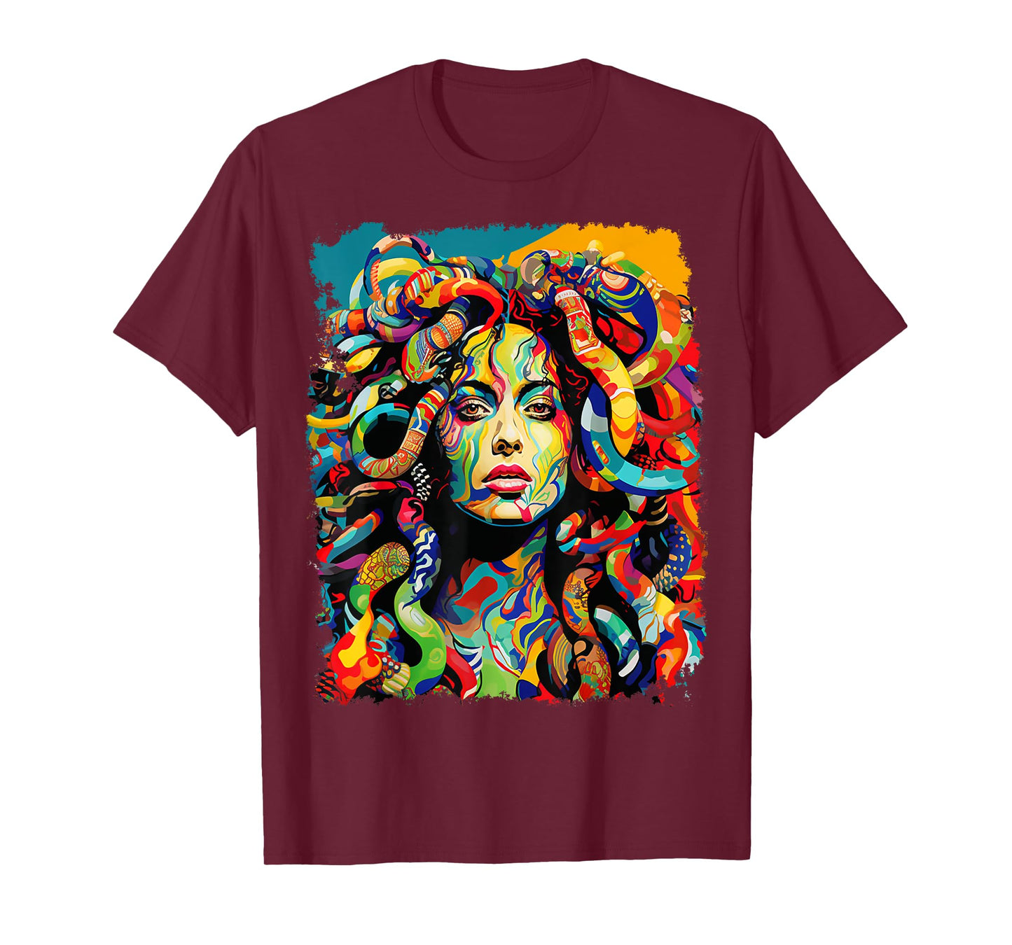 MythoThreads Women's Medusa Graphic T-Shirt - Black, Short Sleeve, Regular Fit, Small