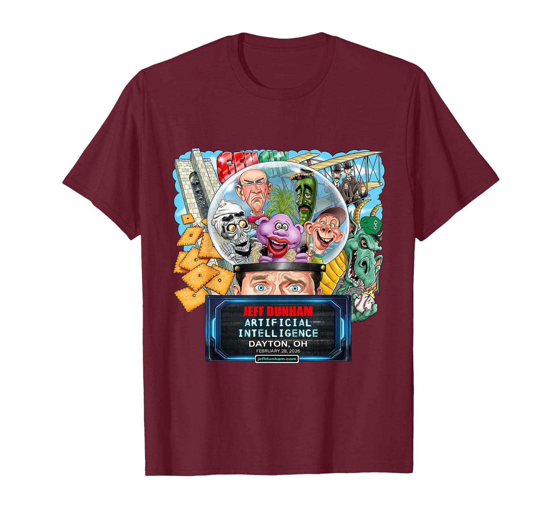 Jeff Dunham Dayton, OH (2026) T-Shirt - T-Shirt | Maroon