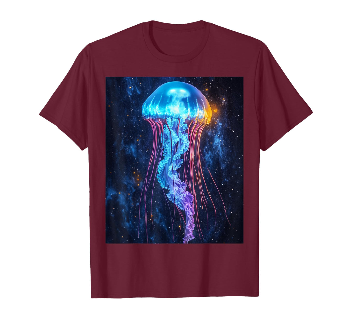 Cosmic Jellyfish Bioluminescent Art T-Shirt