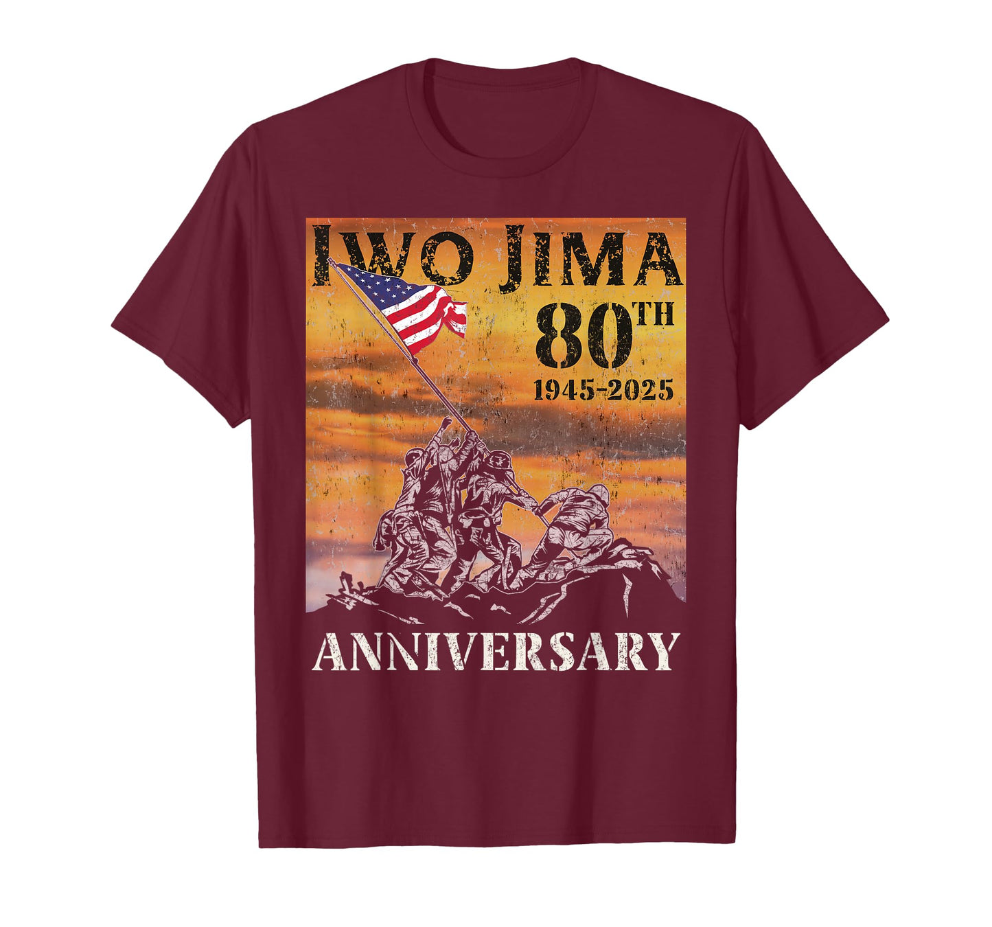 Iwo Jima 80th Anniversary WWII Veteran US Flag 4th of July T-Shirt