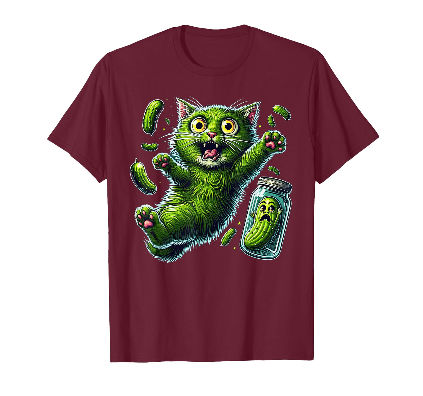Funny Kittens vs Gherkin Pickle Cat Mom Lady T-Shirt