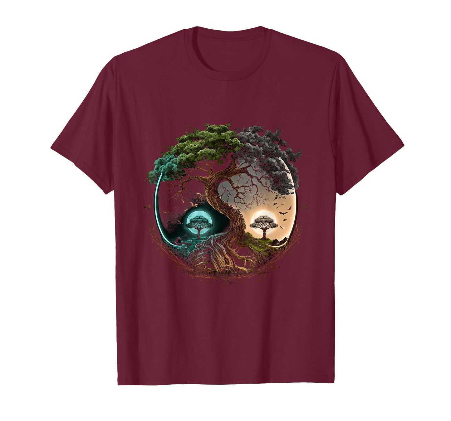 Tree Life Yin Yang Moon Sun Day And Night Bonsai Japanese T-Shirt