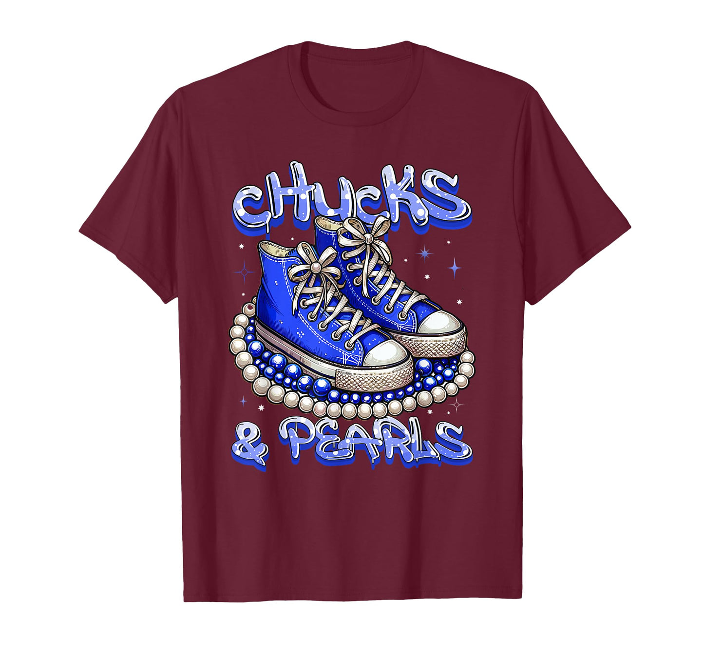 Blue Chucks And Pearls Women T-Shirt
