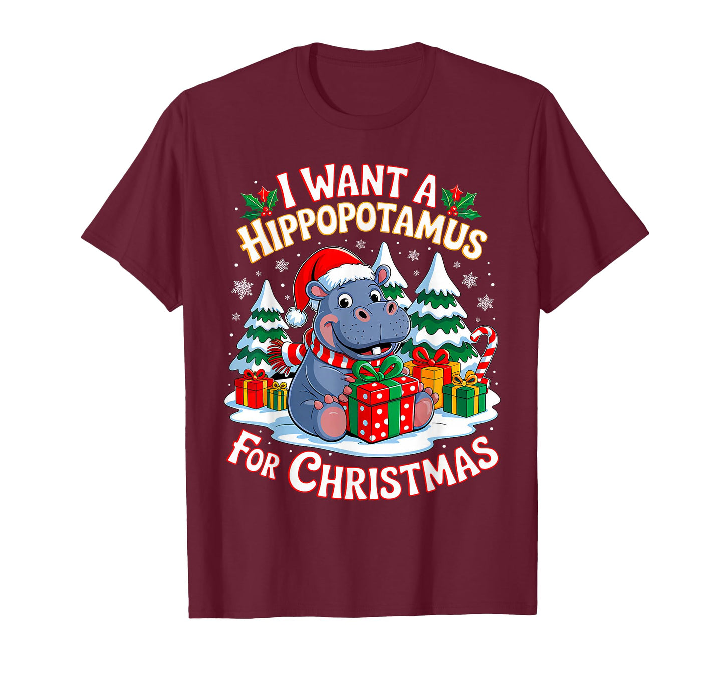 I Want A Hippopotamus for Christmas Xmas Hippo for Kid Women T-Shirt