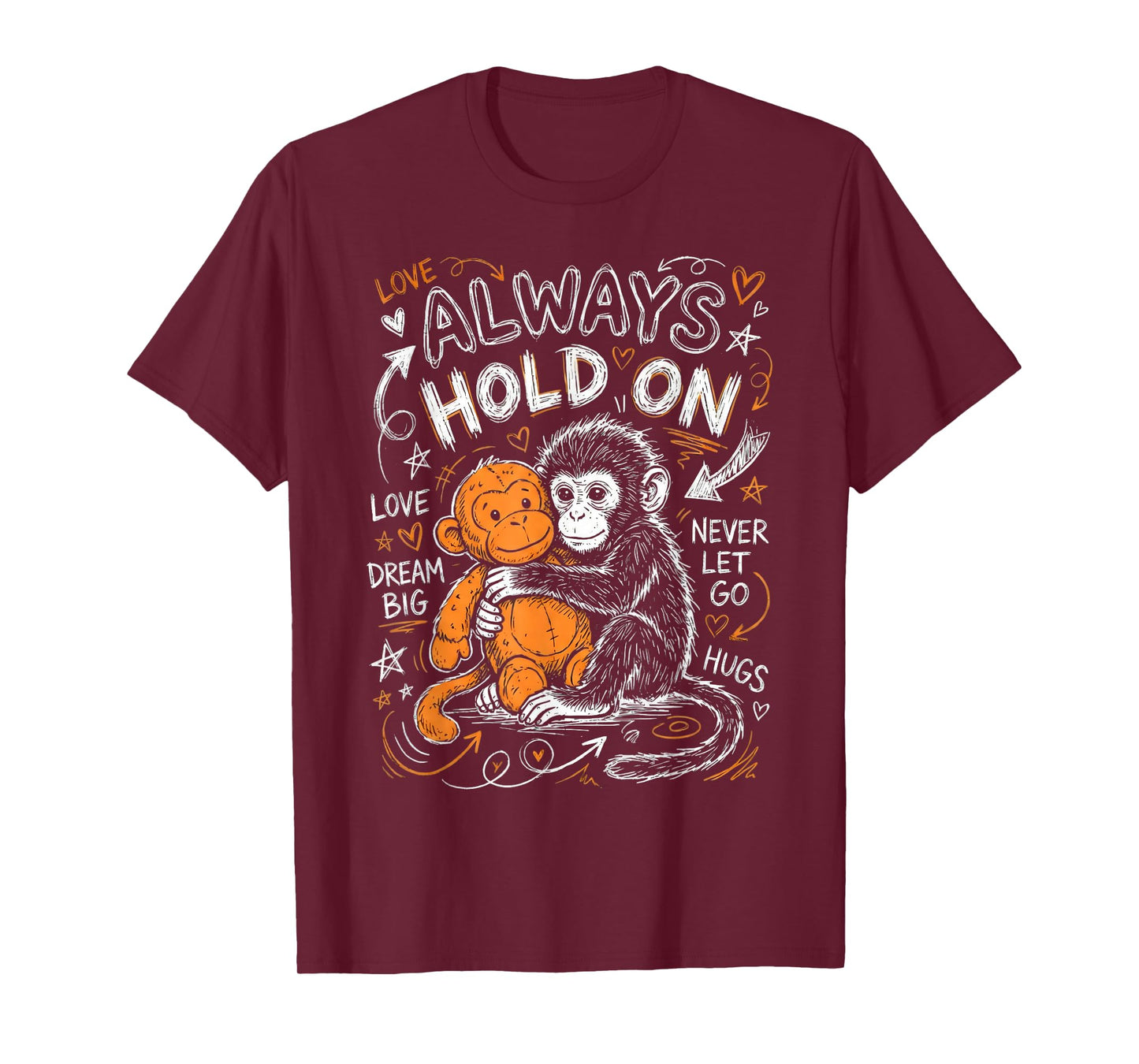 Punch Monkey Cute Baby Funny Animal T-Shirt - T-Shirt | Maroon
