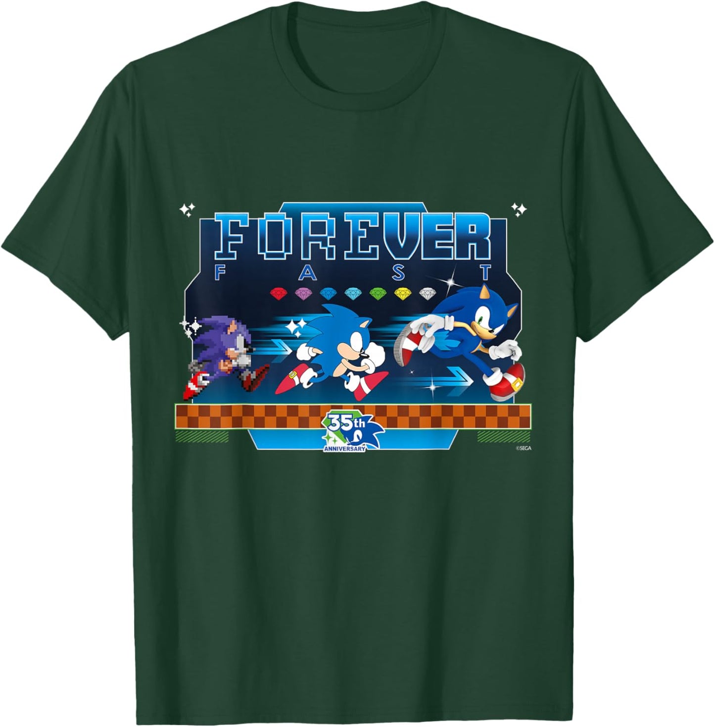 Sonic The Hedgehog 35th Anniversary Forever Fast Evolution T-Shirt - T-Shirt | Forest