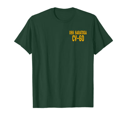 USS Saratoga CV-60 Aircraft Carrier Veteran Front&Back T-Shirt