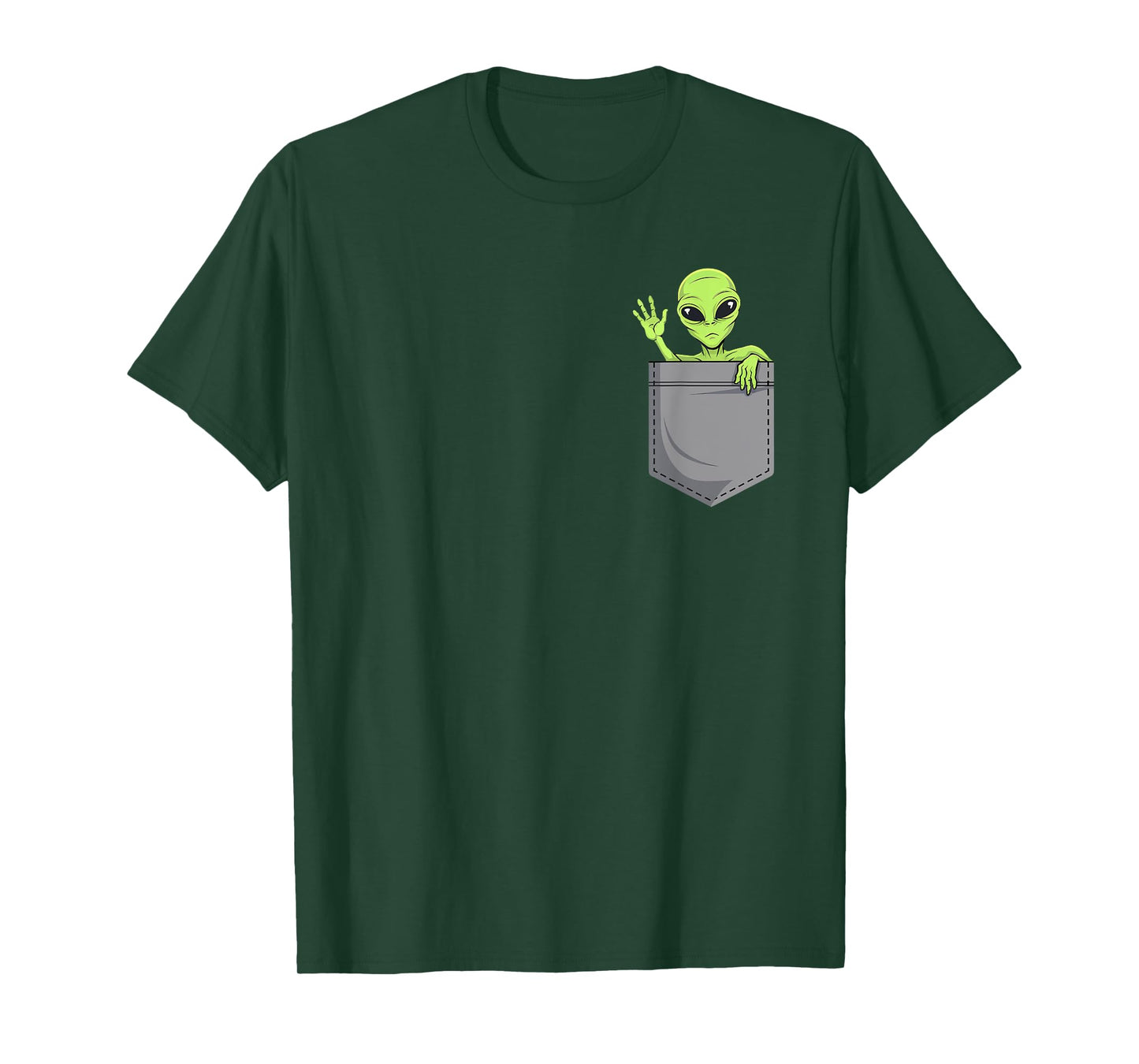 Funny Alien In Pocket Ufo Extraterrestrial Space Pocket T-Shirt