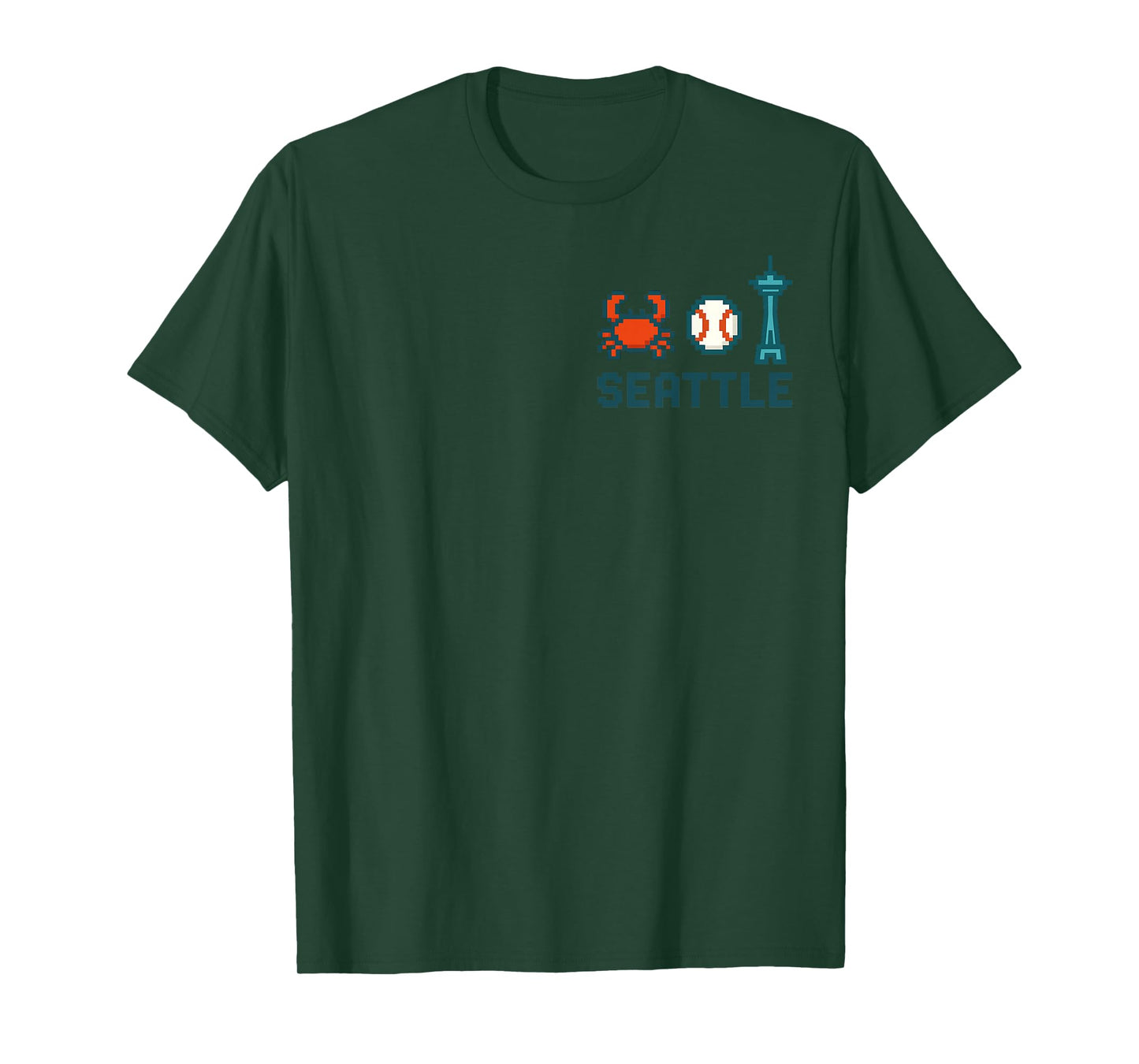 Seattle Tower Dungeness Crab Seattle Baseball Pixel Art T-Shirt