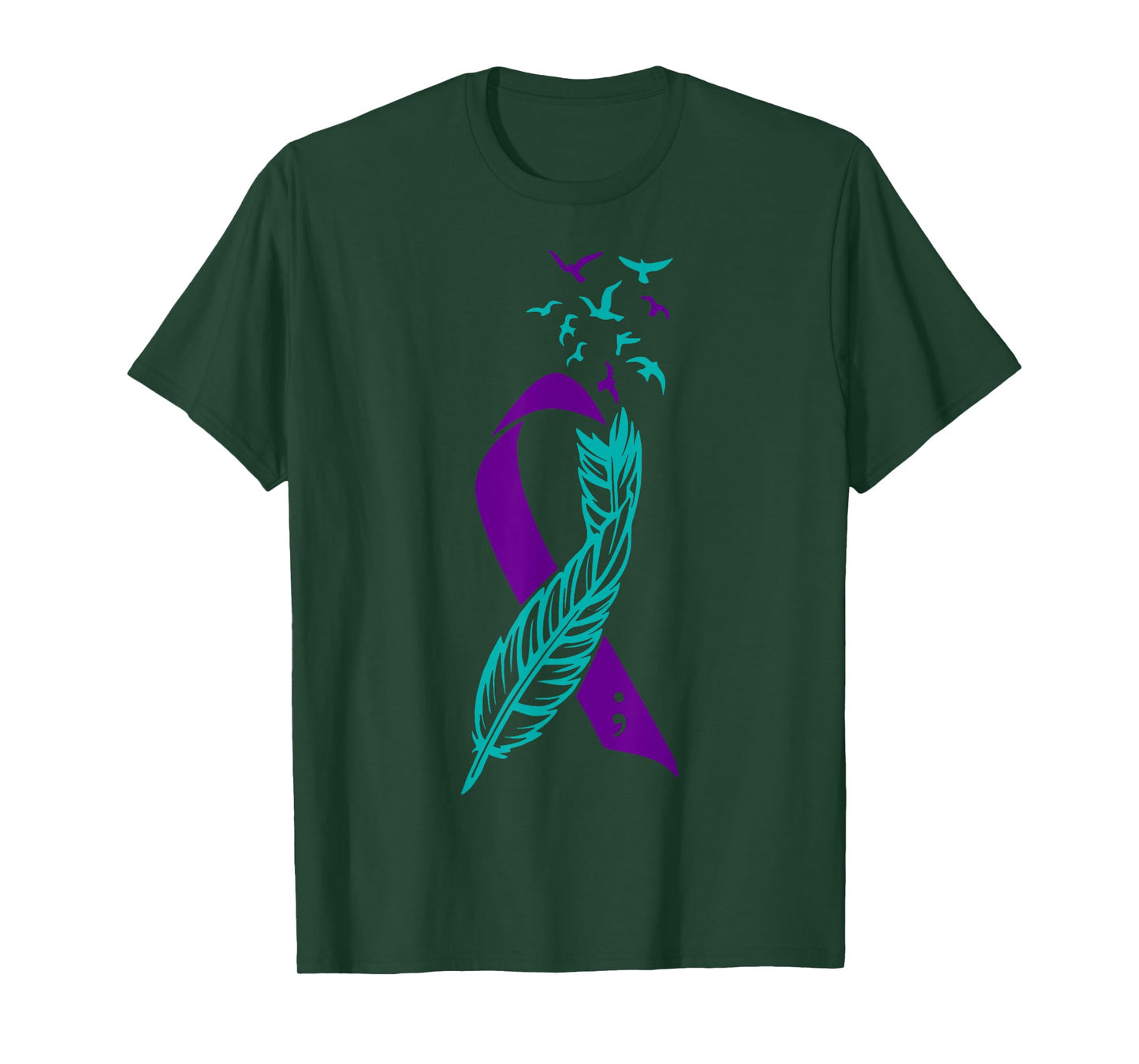 Feather Suicide Prevention Awareness You Matter Purple Teal T-Shirt