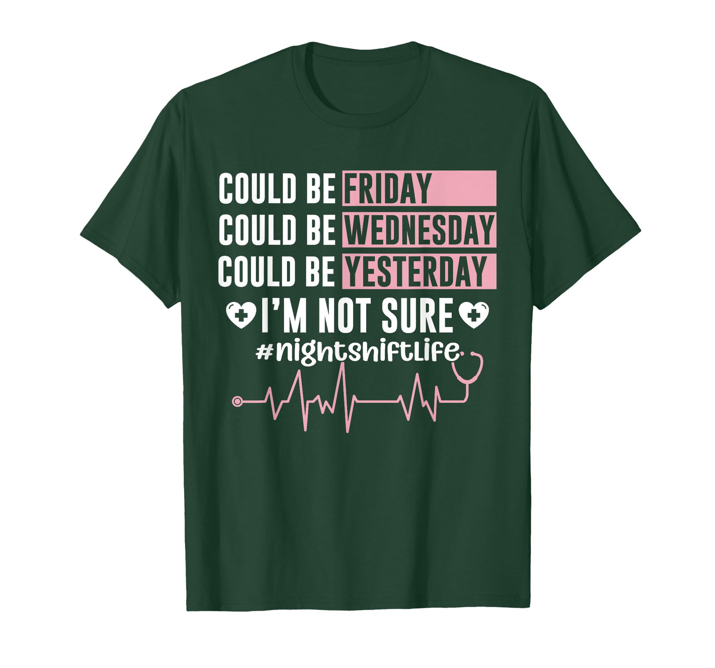 Funny Night Shift Nurse t-Shirt Night Shift What Day Is It? T-Shirt