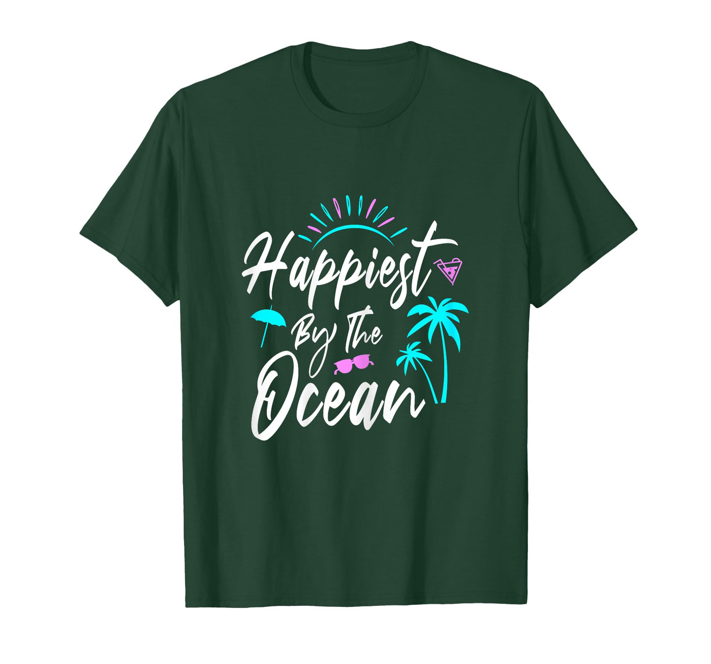 Happiest By The Ocean Women Beach Lover T-Shirt