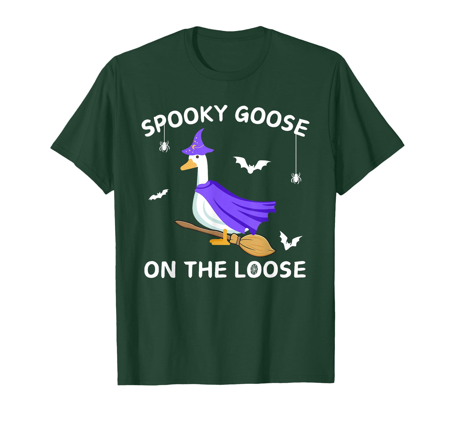 Spooky Goose On The Loose Witch Silly Goose Animal Halloween T-Shirt