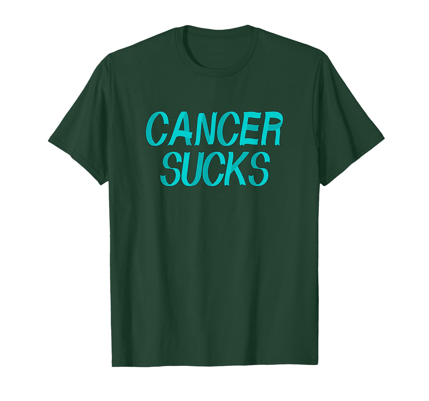 Cancer Sucks - Teal Ovarian Cancer Ribbon Letters T-Shirt