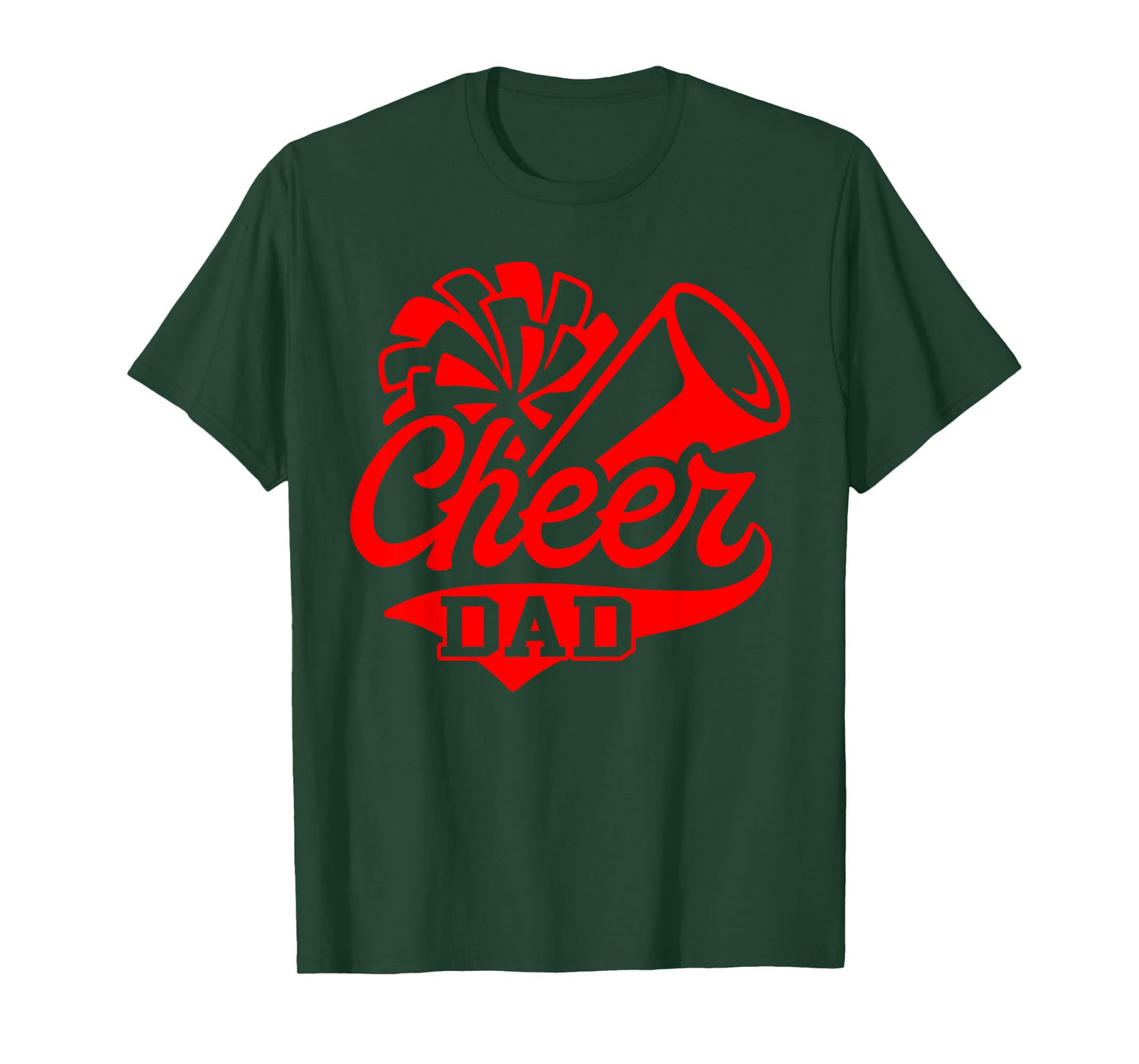 Cheer Dad Biggest Fan Leopard Print Black And Red Pom Pom T-Shirt