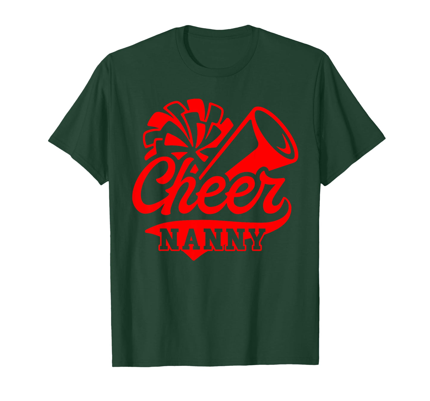Cheer Nanny Biggest Fan Leopard Print Black And Red Pom Pom T-Shirt