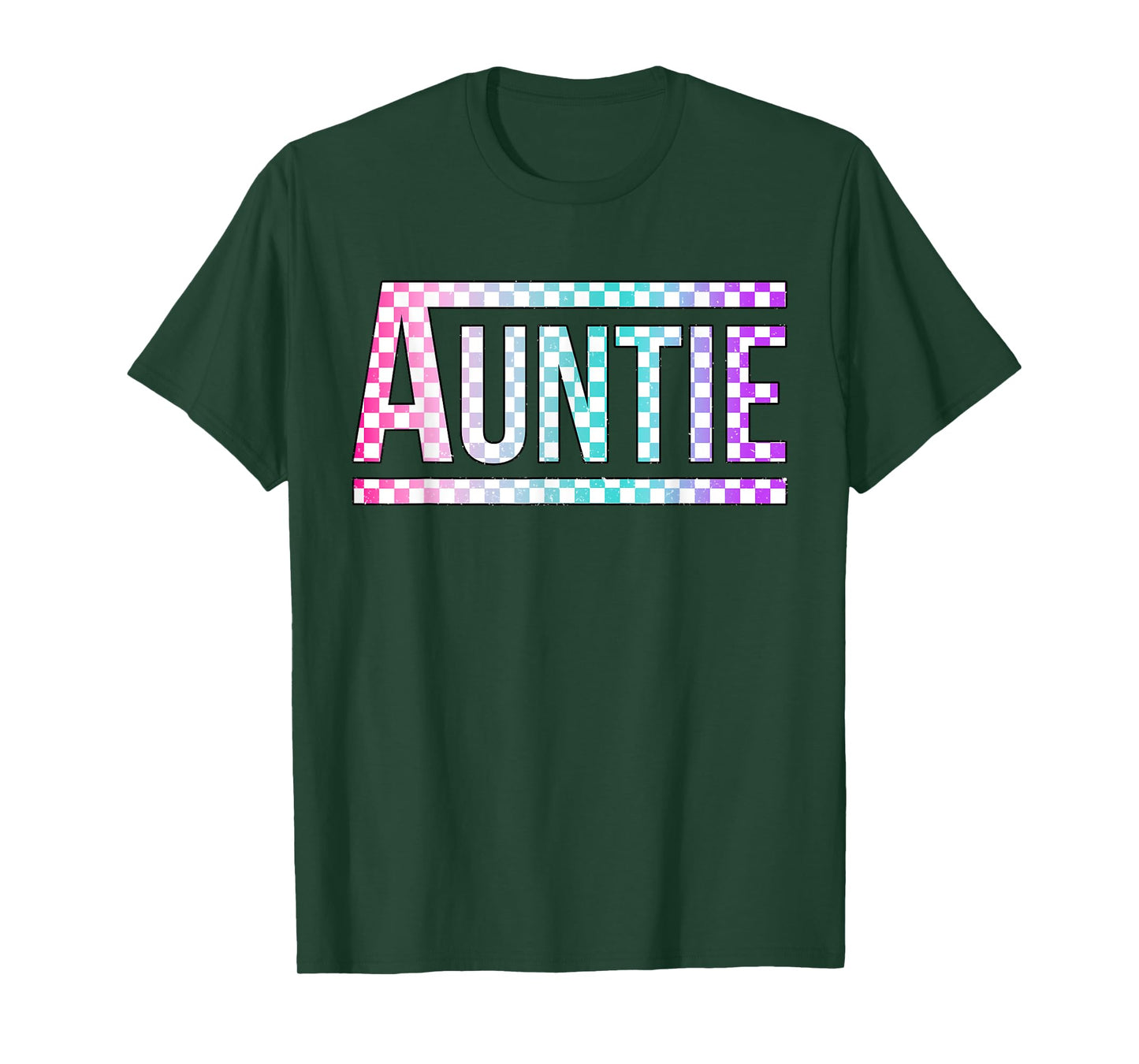 Auntie Checkered Tie Dye Family Mother's Day Pit Crew Women T-Shirt