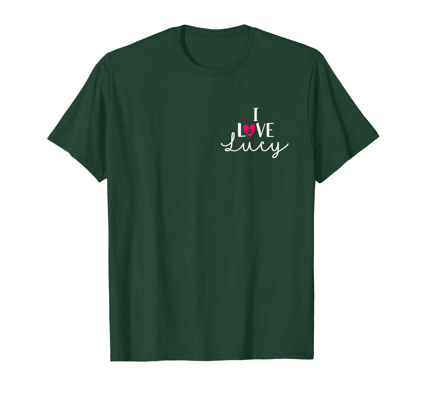 I Love Lucy A Love Heart Dog Paw Dog Name Pocket T-Shirt
