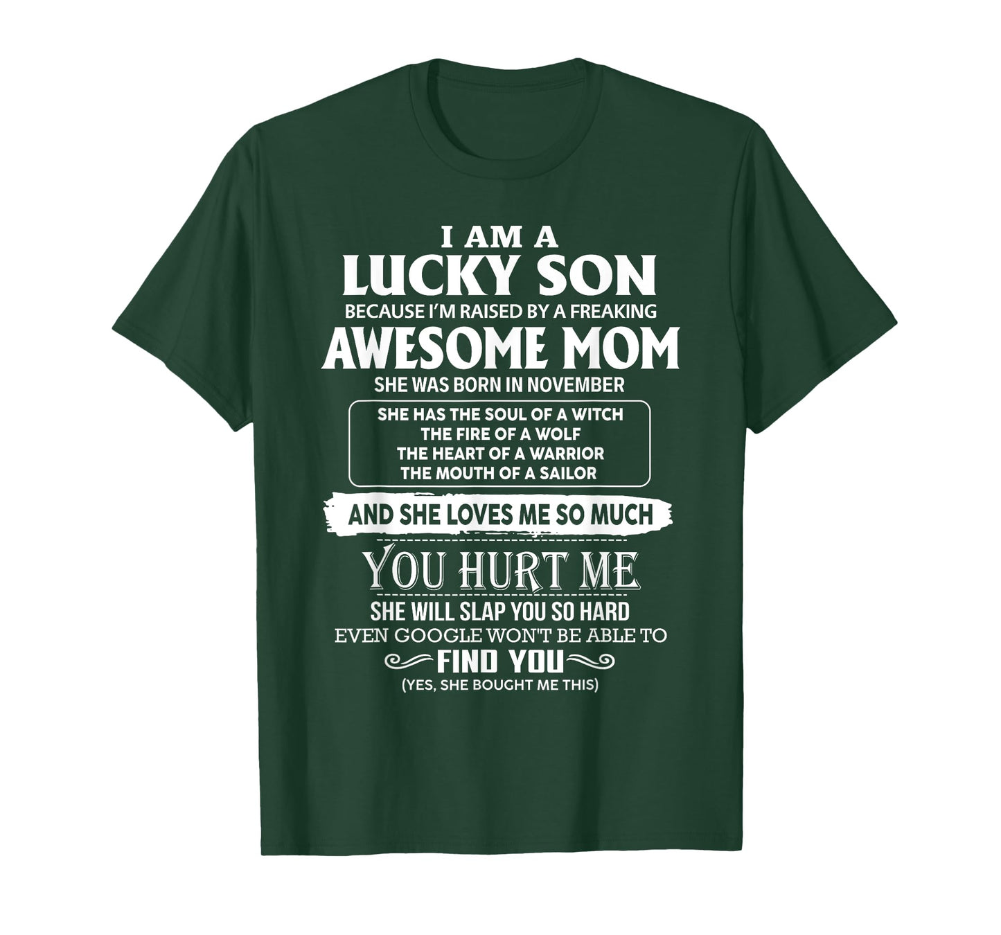 I'm A Lucky Son Of Awesome Mom She Was Born In November T-Shirt