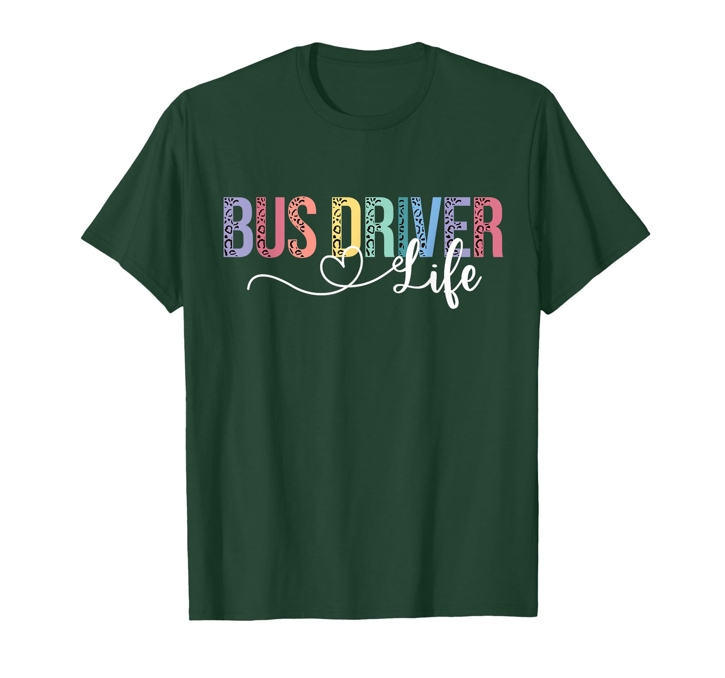 Cute Bus Driver Life Leopard Print Back To School Gift Women T-Shirt