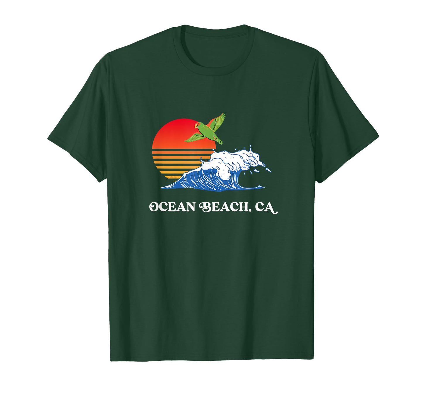 Ocean Beach, San Diego, California Sunset OB Parrot T-Shirt for Men Women Girls Kids