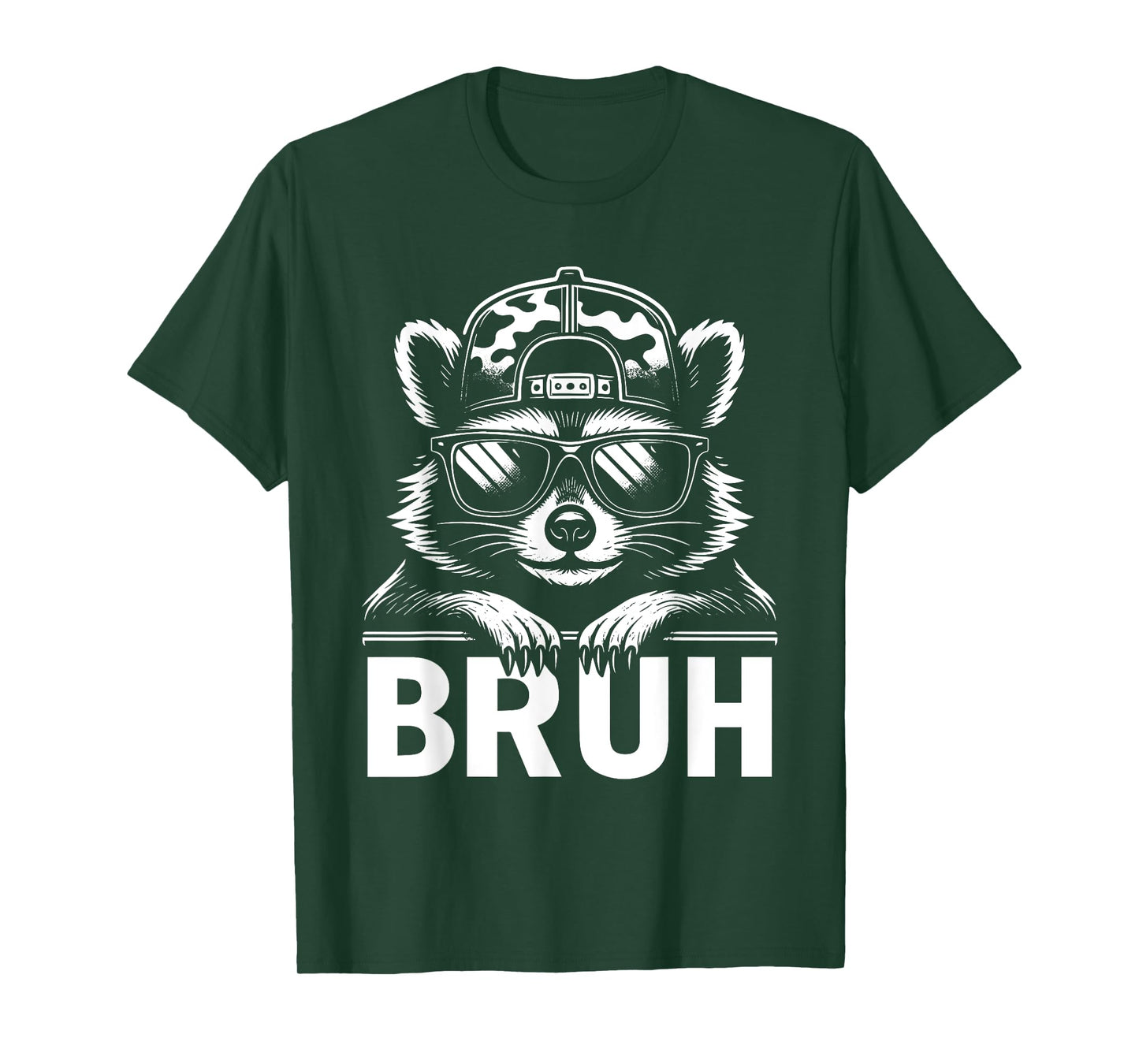 Bruh Raccoon Trash Racoon Camo Hat Funny Youth Teens Kids T-Shirt