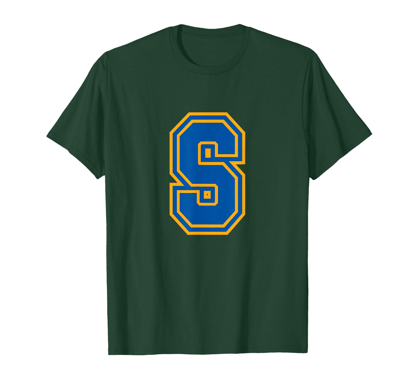 Letter S Yellow Blue Monogram Initial T-Shirt