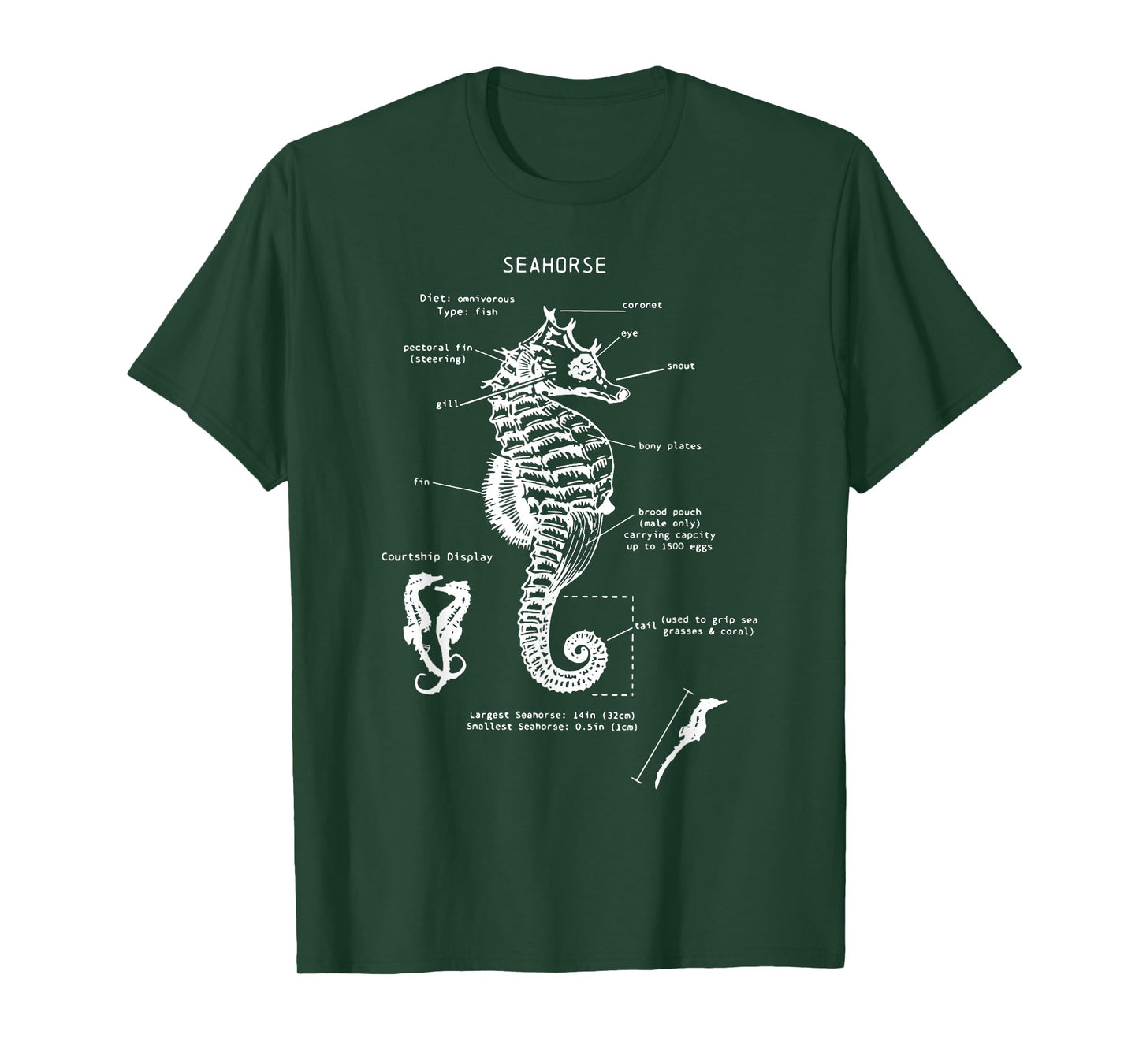 Vintage Seahorse Anatomy Ocean Animal Marine Biologist T-Shirt