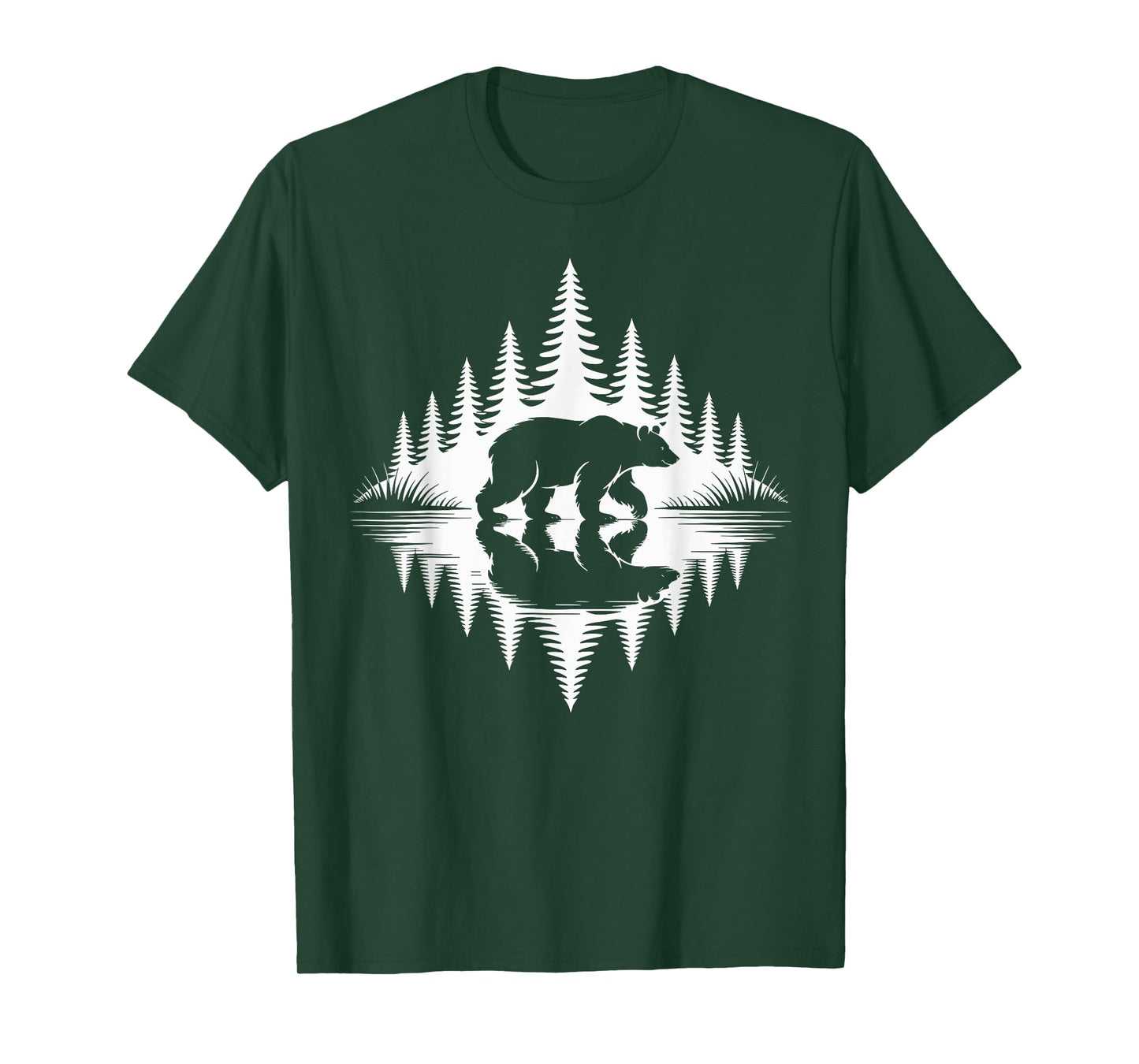 Wildlife Bear Forest Reflection Art Hiking Camping Outdoor T-Shirt