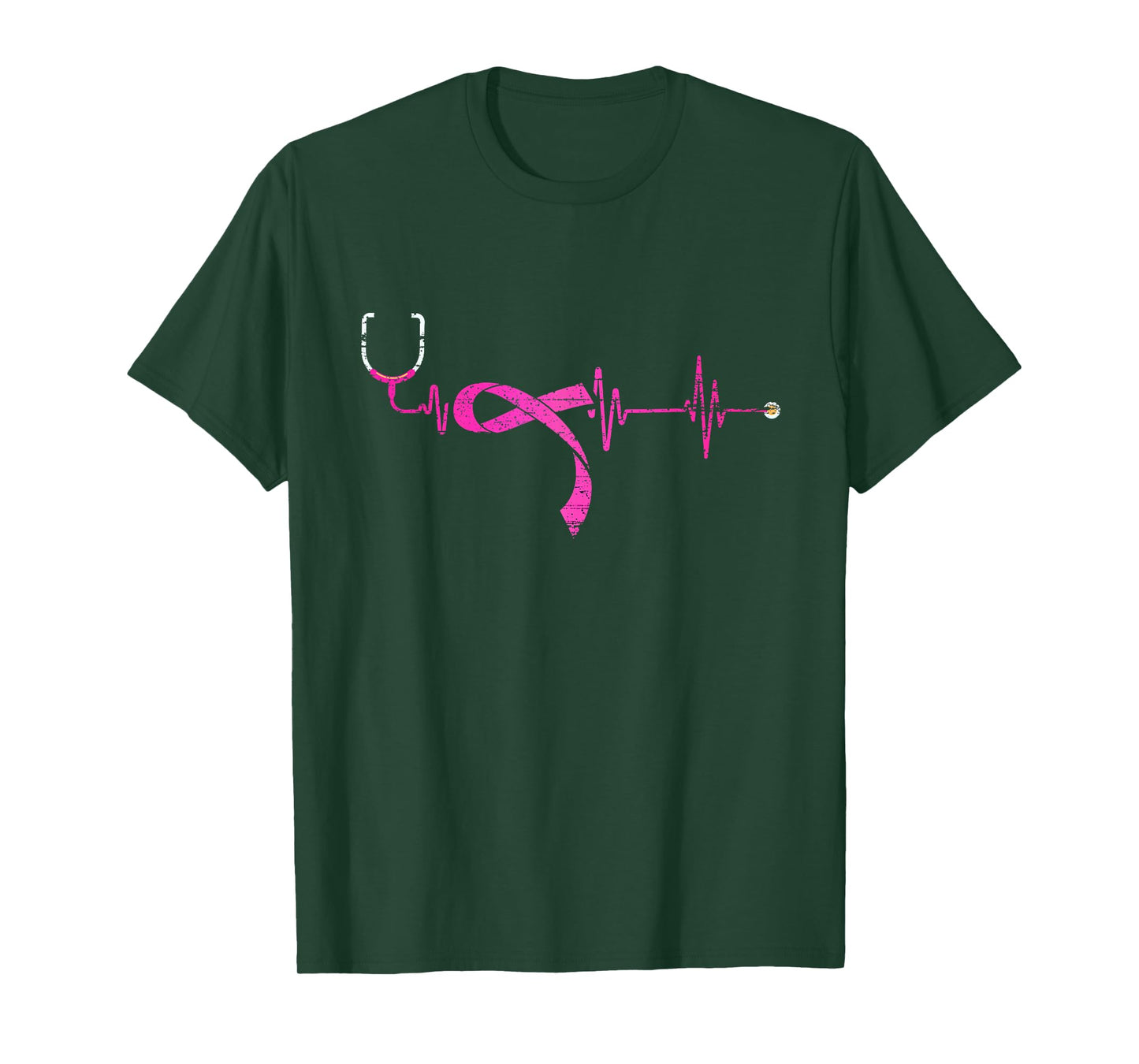 Pink Ribbon Stethoscope Nurse Life Breast Cancer Survivor T-Shirt