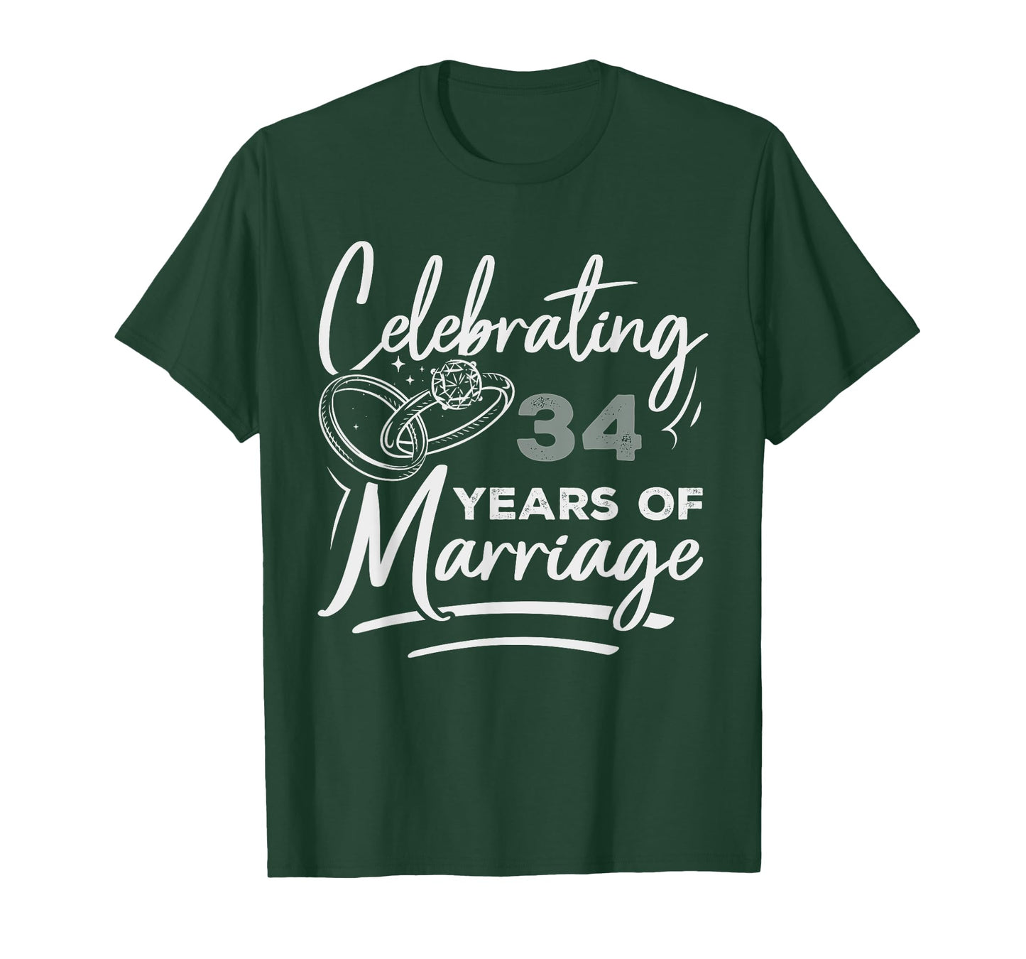 Couples Married 34-Year Funny 34th Wedding Anniversary T-Shirt