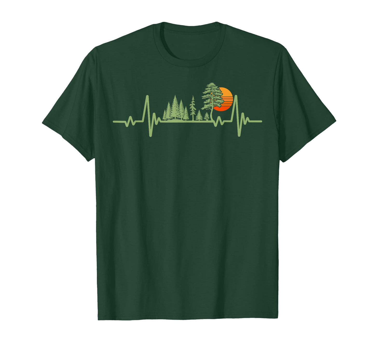 Trees Wildlife Pine Sun Nature Heartbeat Forest Vintage T-Shirt