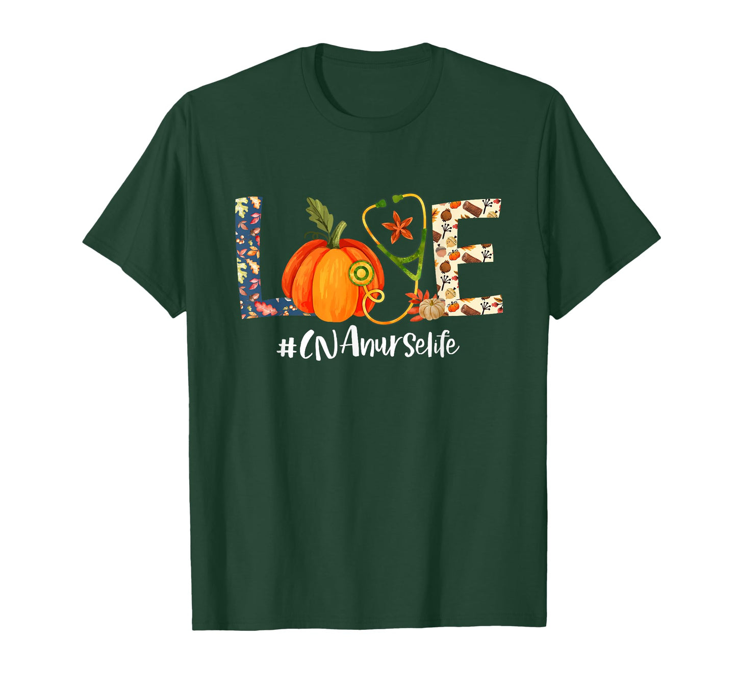 Love CNA Nurse Life Thanksgiving Fall Autumn Pumpkin Scrub T-Shirt