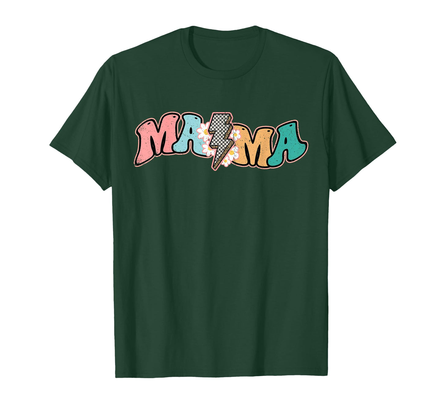 Checkered Mama Bolt Lightning Retro Mom Life Mother's Day T-Shirt