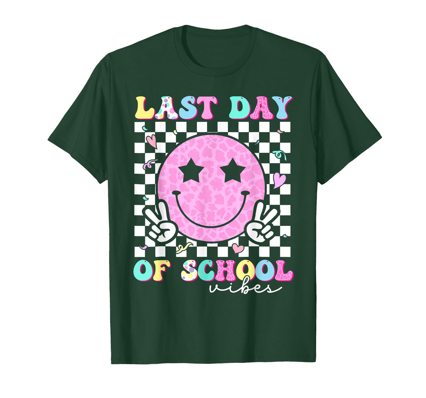 Last Day of School Vibes Teacher Student Groovy Graduation T-Shirt