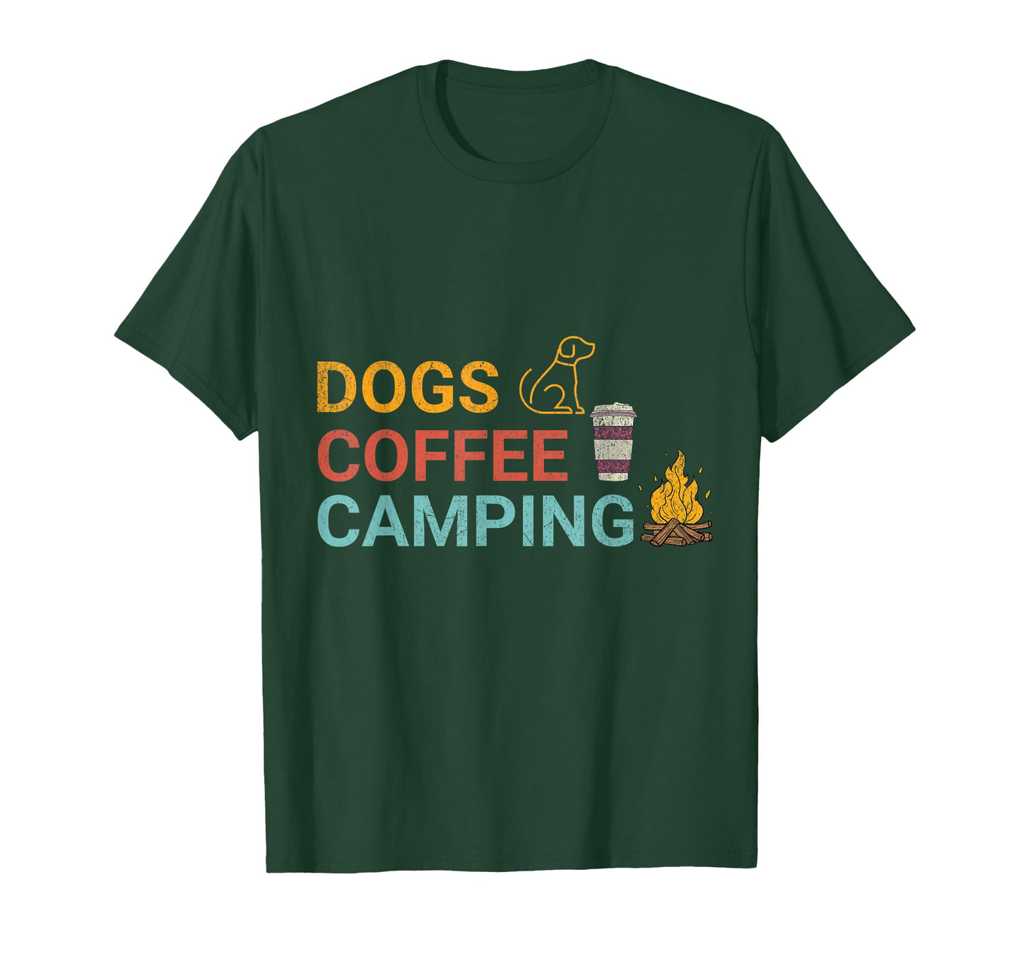 Dogs Coffee Camping Lovers Outdoors Adventure Fun T-Shirt
