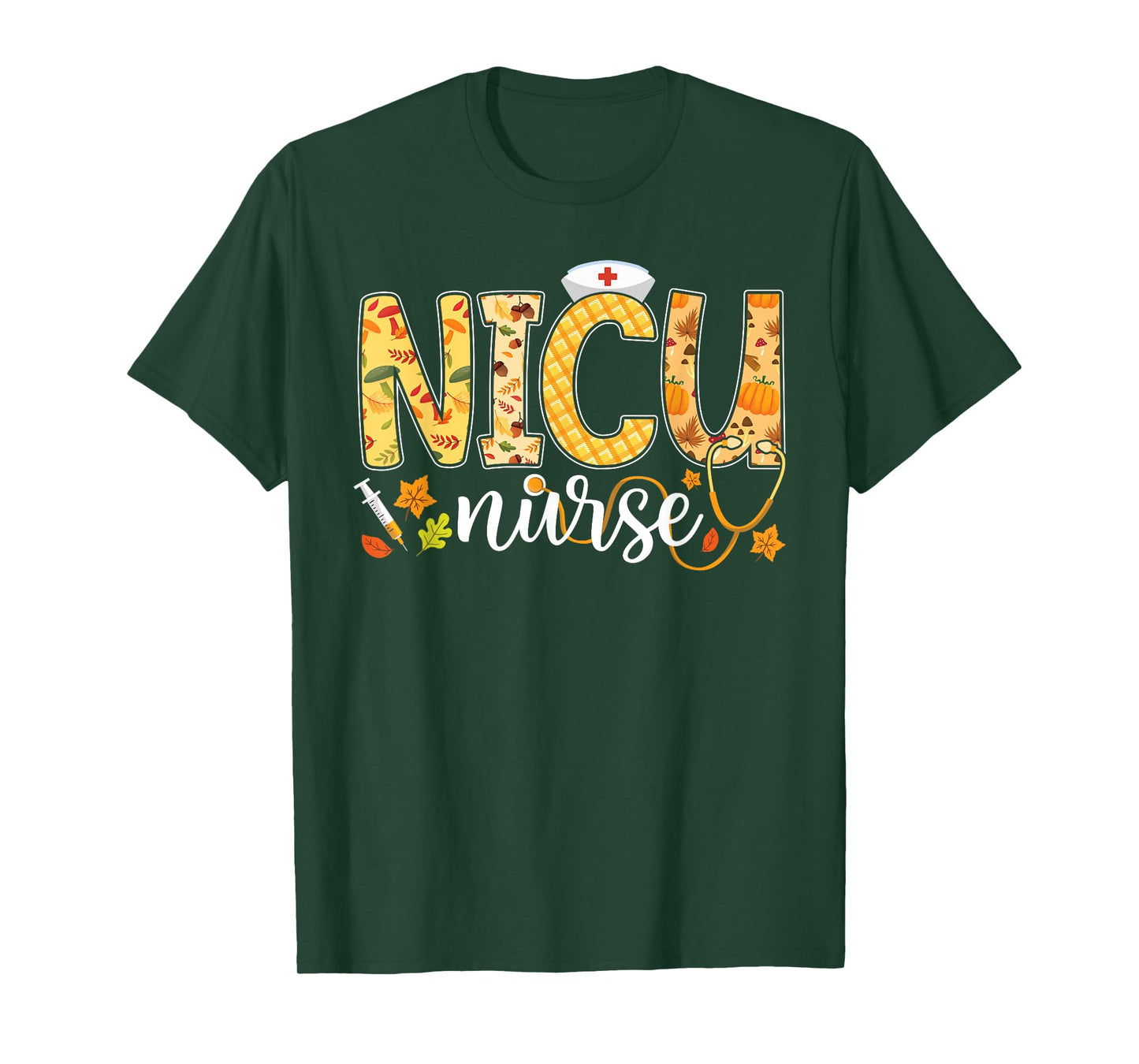 NICU Nurse Fall Yall Autumn Pumpkin Thanksgiving Stethoscope T-Shirt