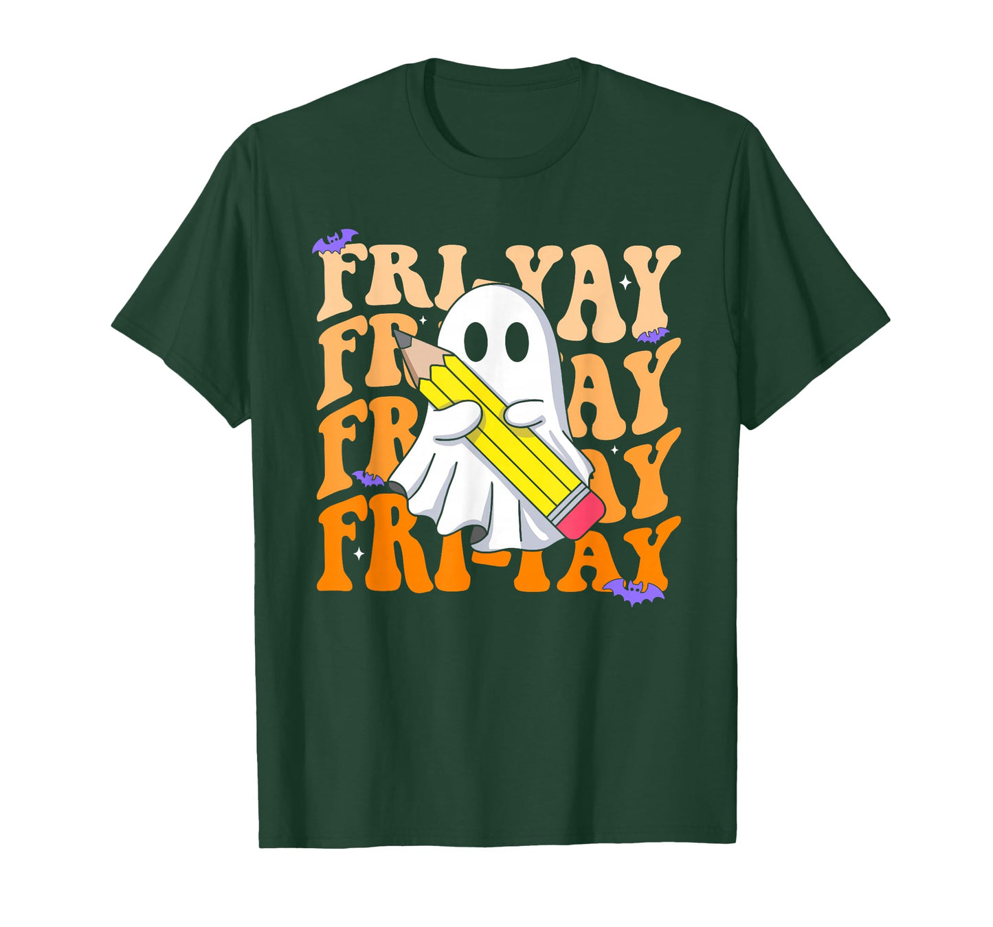 Happy Fri-Yay Friday Lovers Groovy Teacher Life Halloween T-Shirt