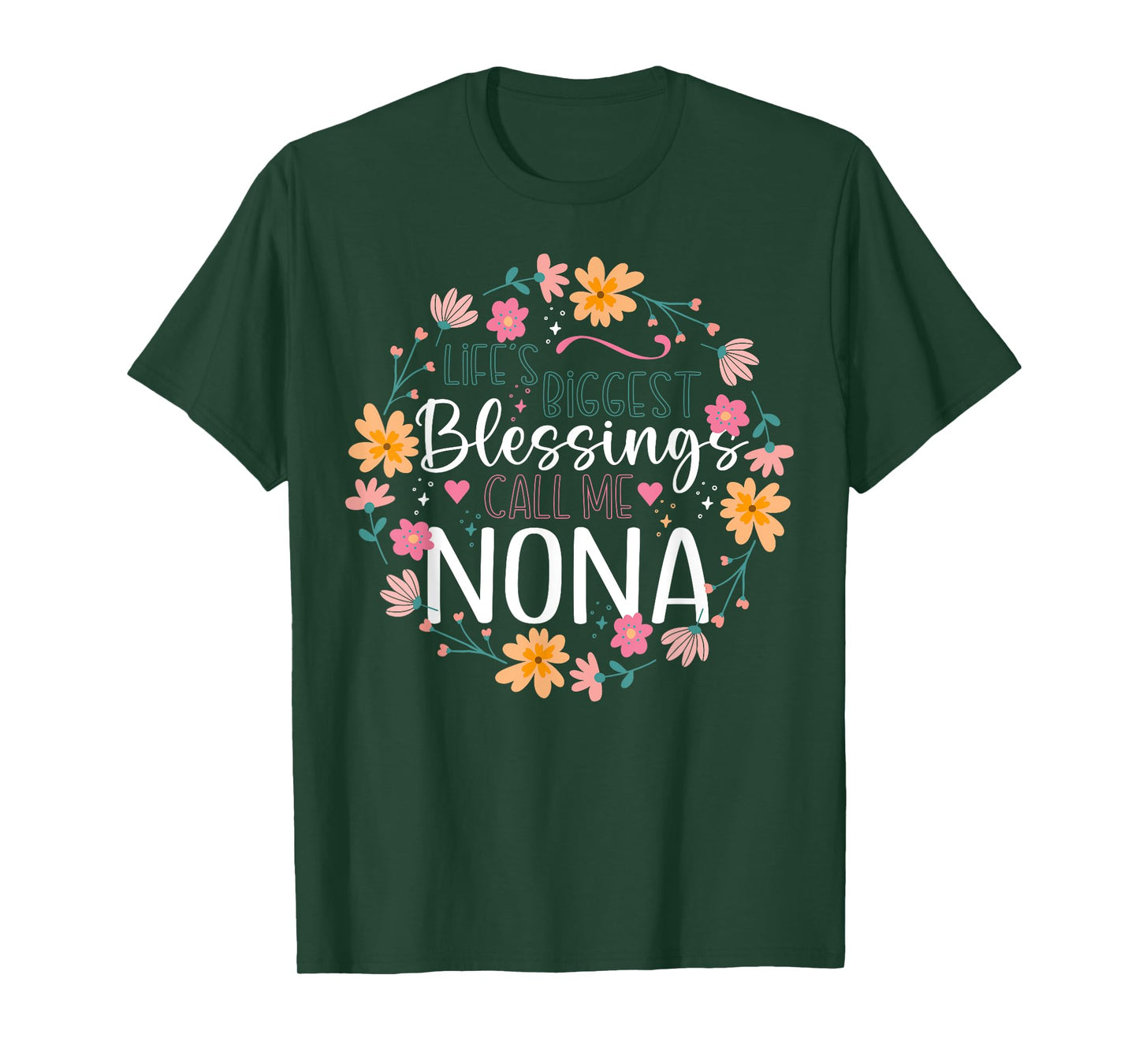 Life’s Biggest Blessings Call Me Nona Floral Design T-Shirt