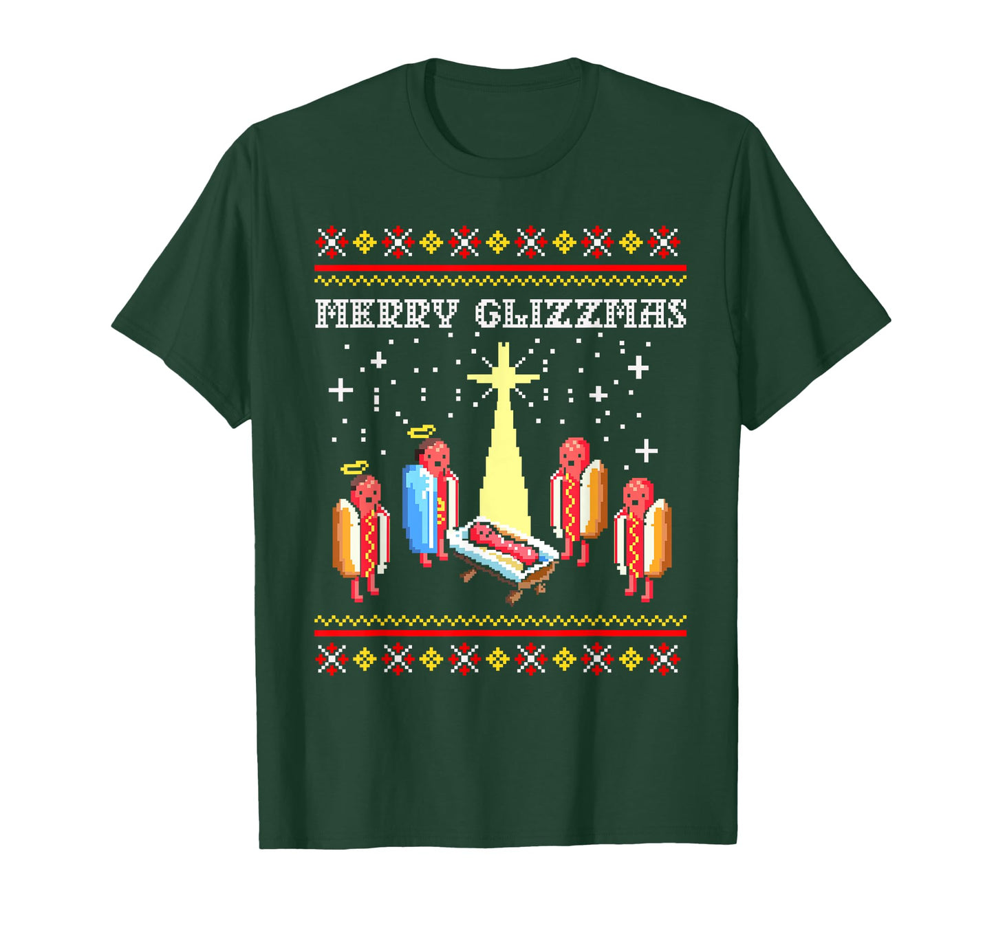 Funny Merry Glizzmas Hot Dogs Family Group Ugly Christmas T-Shirt